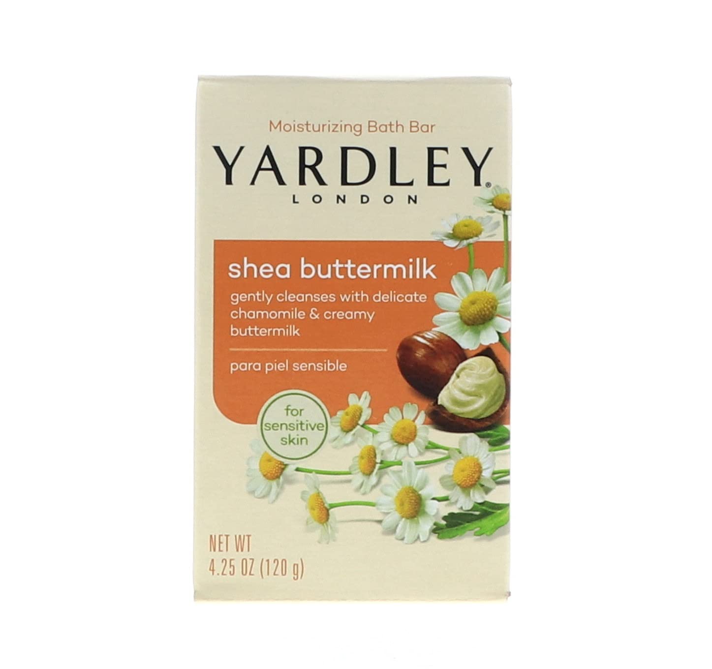 Yardley London Sensitive Skin Shea Buttermilk Bar Soap, 4.0 oz (Pack of 8)