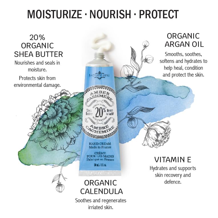 La Chatelaine 20% Shea Butter Hand Cream Travel Size, New Scent, Organic Argan Oil, Moisturizing, Nourishing, Repairing, Extra-R