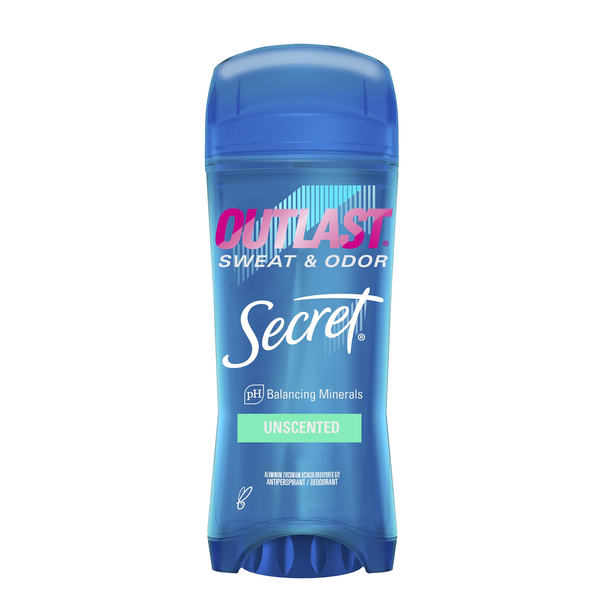 Secret Deodorant Antiperspirant Outlast for Women, 48hr Sweat & Odor Protection, PH Balancing Minerals, Clear Gel, Unscented 3.4