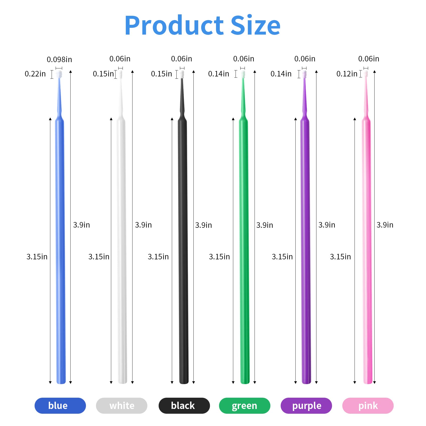 Annhua 400 Pcs Micro Applicator Brush Disposable Micro Applicators For Eyelash Extension, Black Micro Fiber Wands Dental Brushes