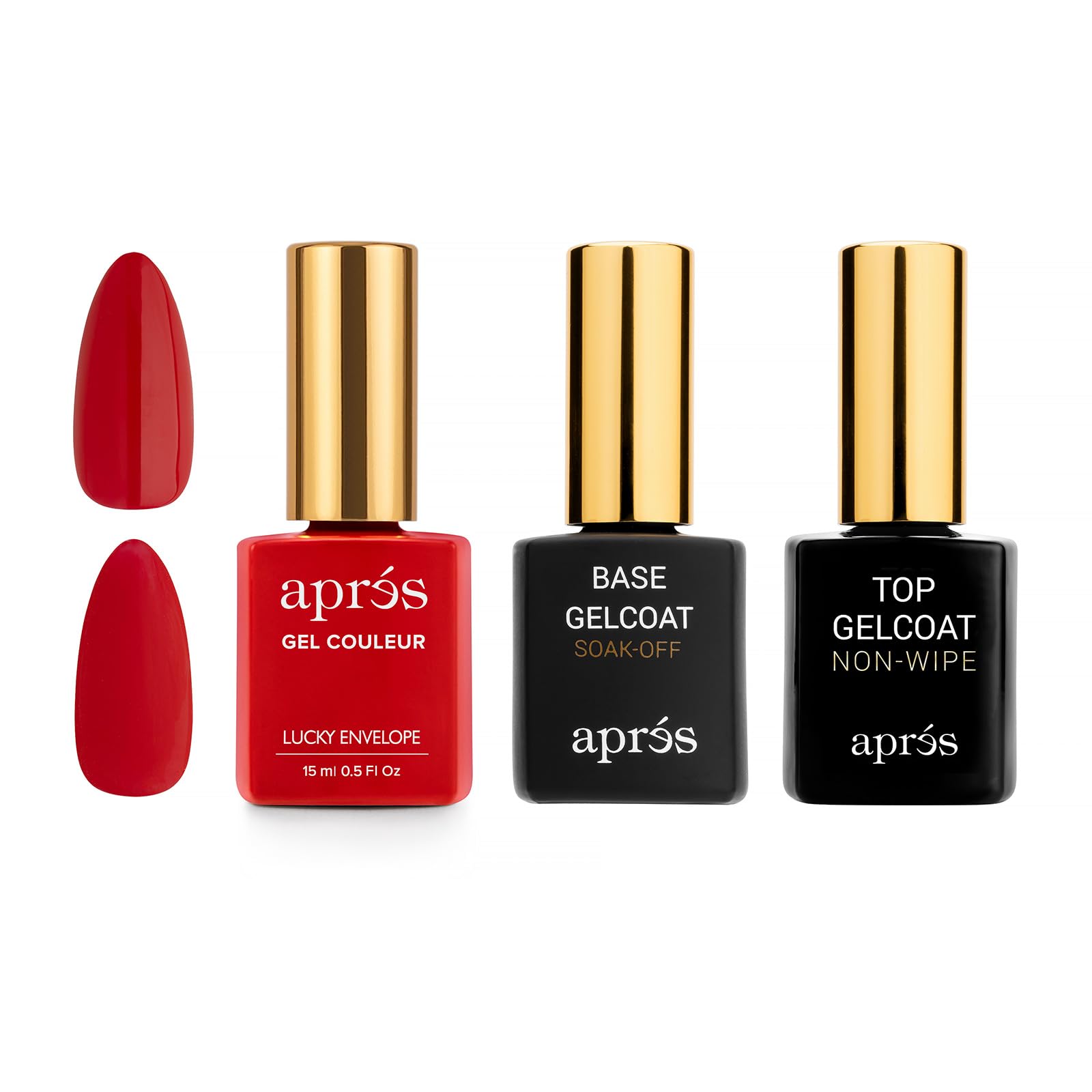 Apres Gel Couleur Trio Set - Lucky Envelope, Base Coat, Non-Wipe Top Gel Coat (15ml)