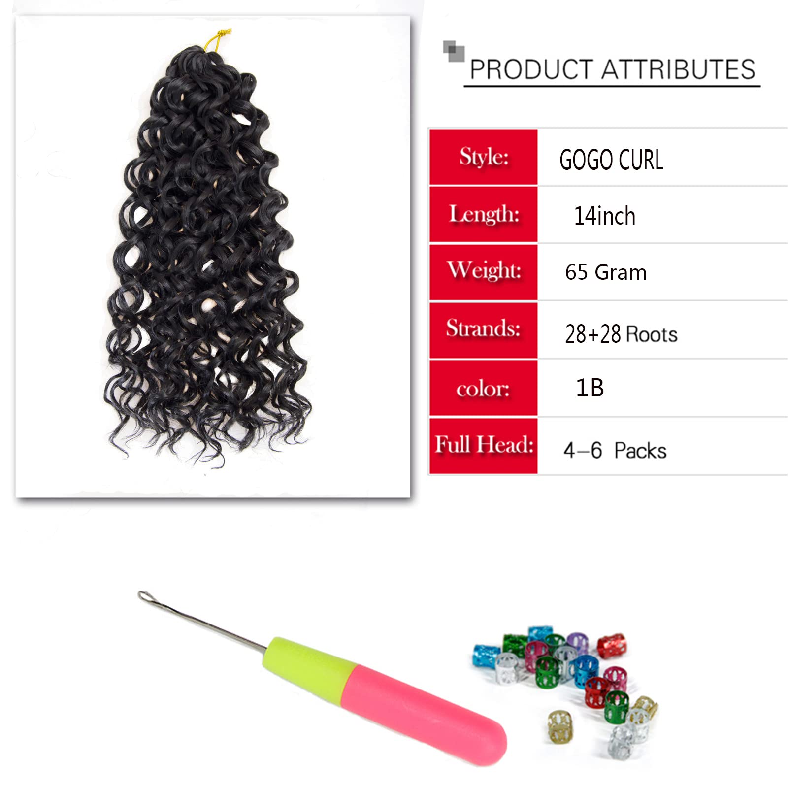 14Inch Gogo Curl Crochet Braids For Water Wave Crochet Hair For Black Women,Natural Black Deep Wave Synthetic Braiding Hair Exte