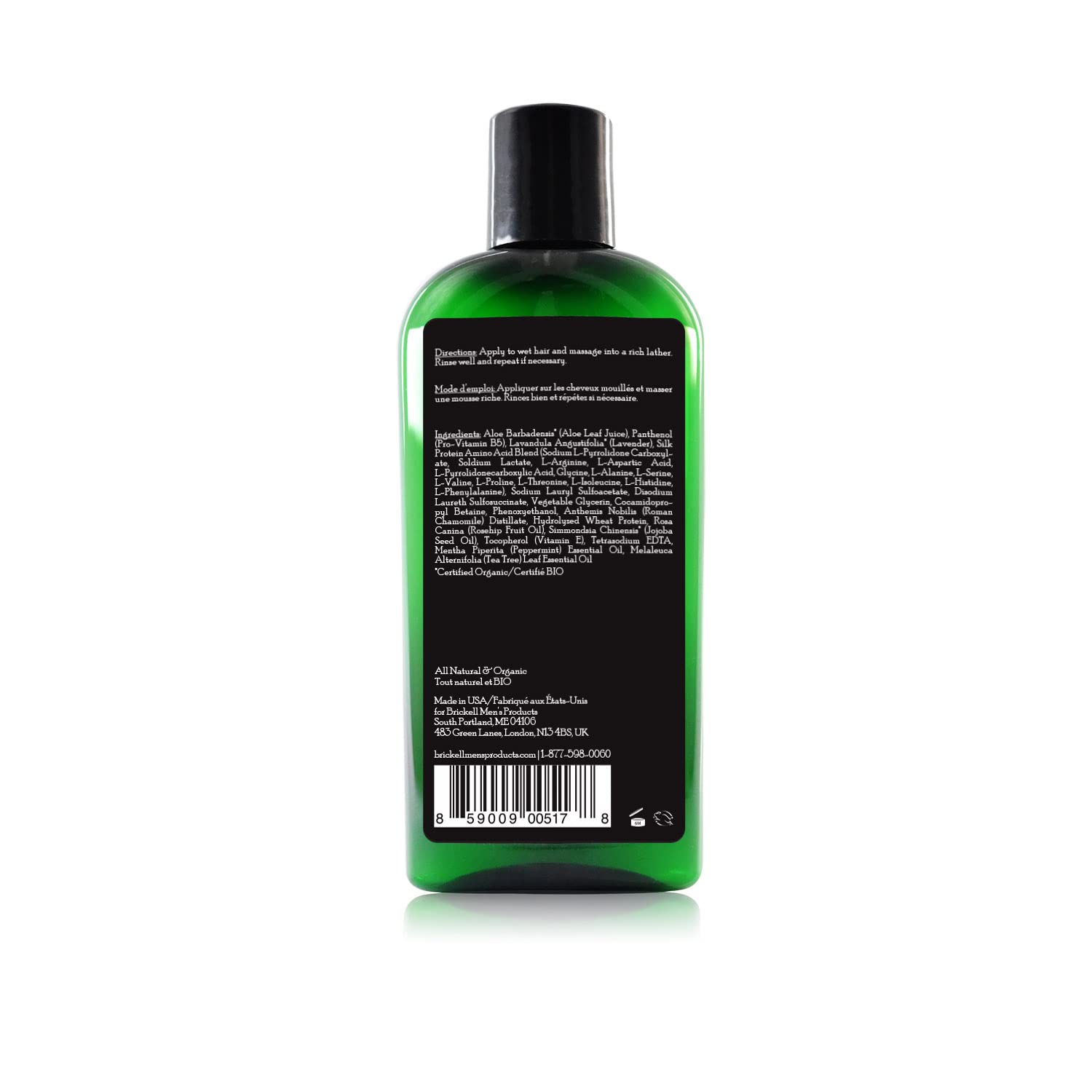Brickell Men's Products Daily Strengthening Shampoo for Men, Natural and Organic Featuring Mint and Tea Tree Oil To Soothe Dry a