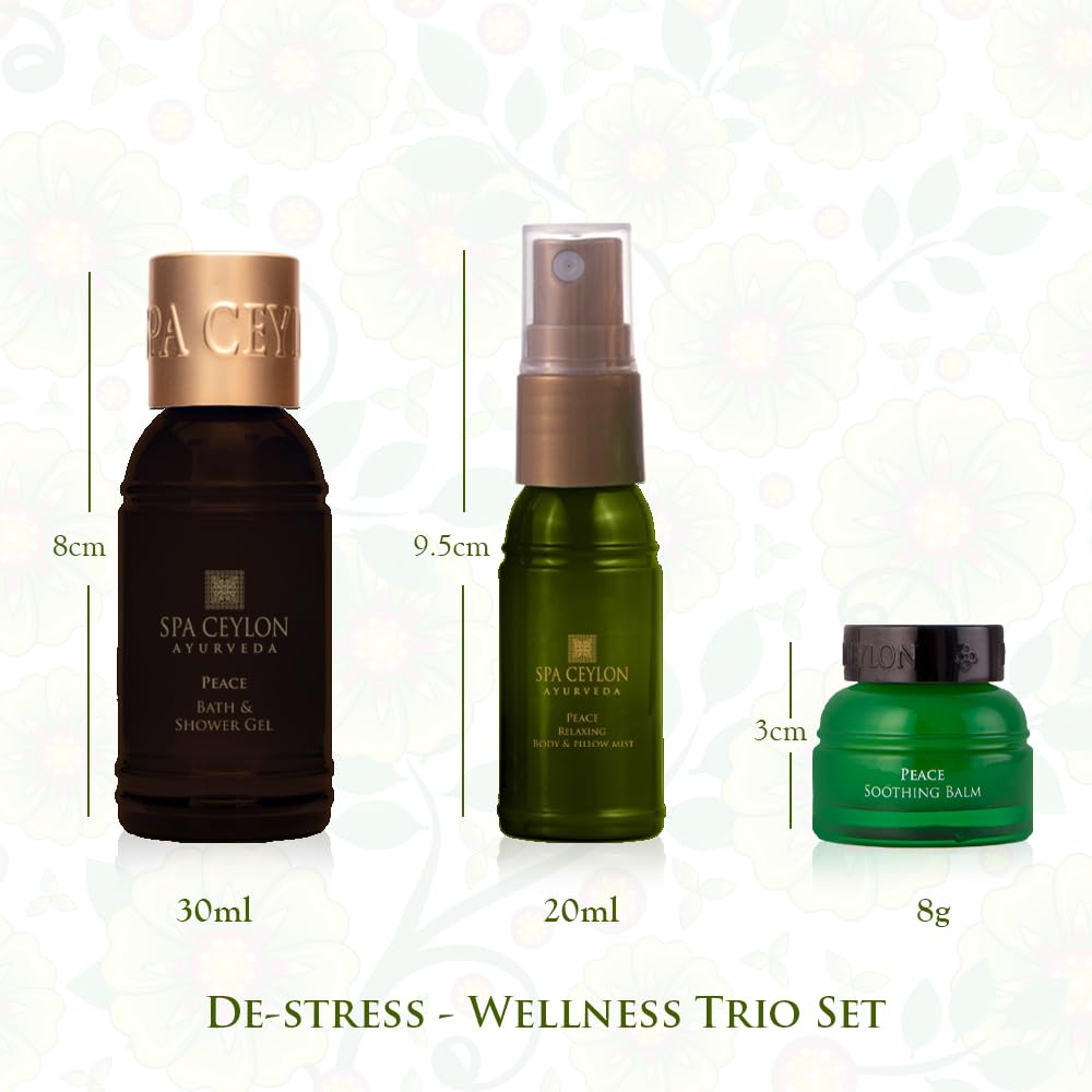 SPA CEYLON Peace Wellness Trio Set | Spa Essentials | Body Care | Ayurvedic | natural ingredients | Pampering Kit | Gifting