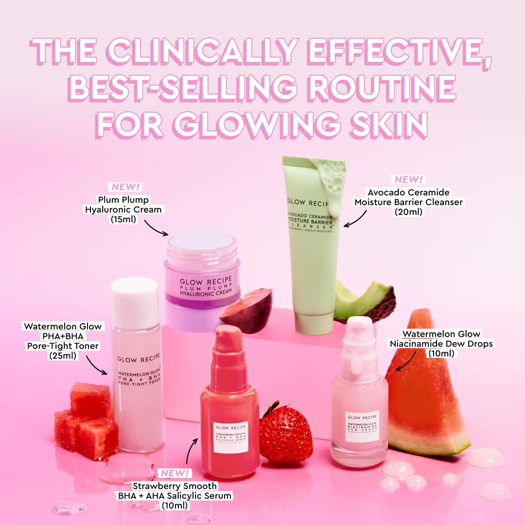 glow Recipe - Fruit Babies Bestsellers Kit - Mini Travel Size Beauty Essentials - Avocado Foam cleanser, Niacinamide Dew Drops S