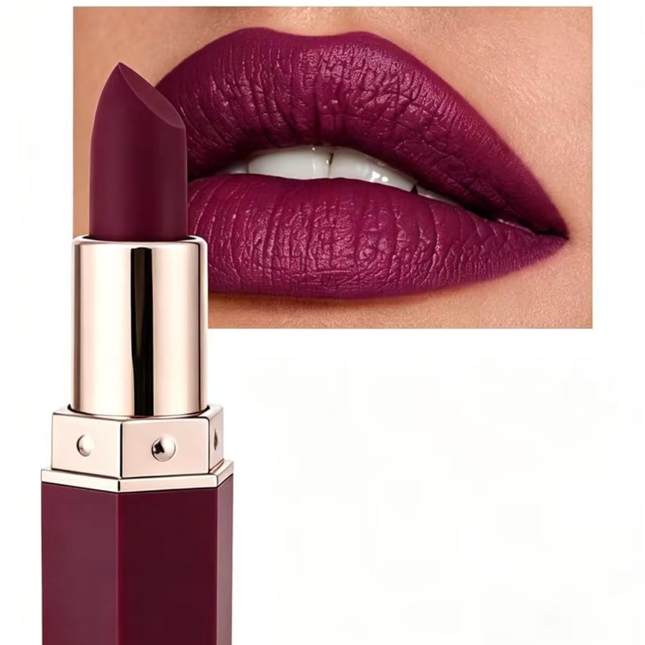 Hyesamyo Velvet Matte Lipstick, NonDrying Waterproof Long Wear Summer Lipstick (#06 Plum)