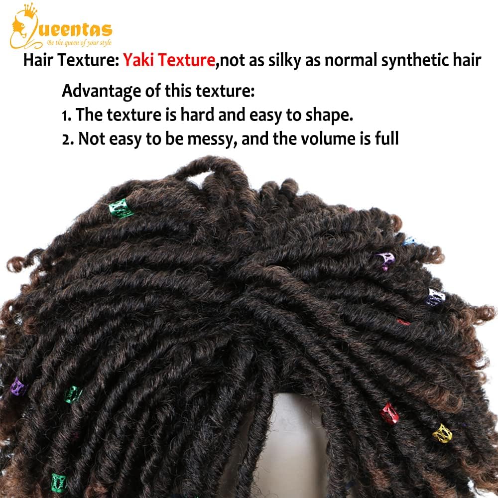 Queentas Dreadlock Wigs For Black Women And Men Short Curly Big Afro Braided Wigs Faux Locs Twist Braiding Synthetic Wigs (Black