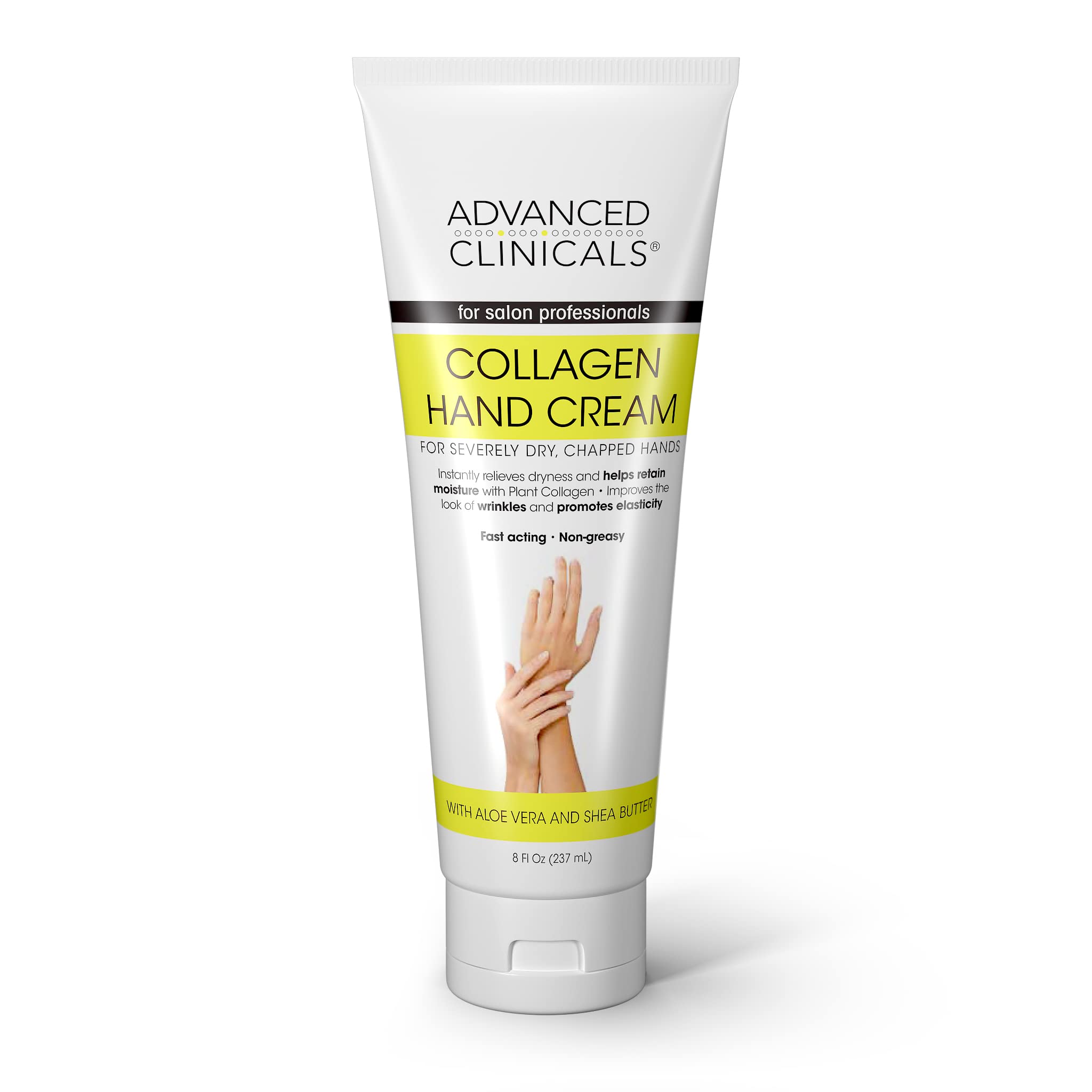 Advanced Clinicals Collagen Hand & Body Cream Skin Care Moisturizer Lotion For Dry Cracked Skin. Soothing & Hydrating Plant Coll