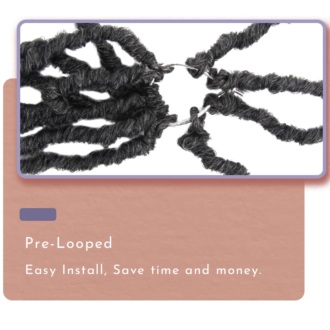 Bohobabe Faux Locs Crochet Hair 18 Inch, Boho Soft Crochet Locs With Curly Ends, Long Gray Bohemian Goddess Locs Crochet Braids