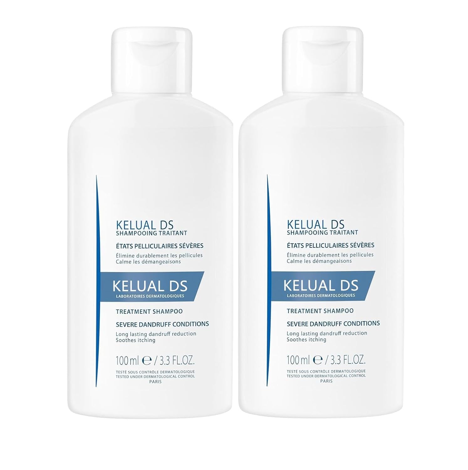 KELUAL DS Anti-Dandruff Shampoo, Treatment Shampoo for Severe Dandruff, Long-Lasting Relief, 3.3 Fl Oz (2 Pack)