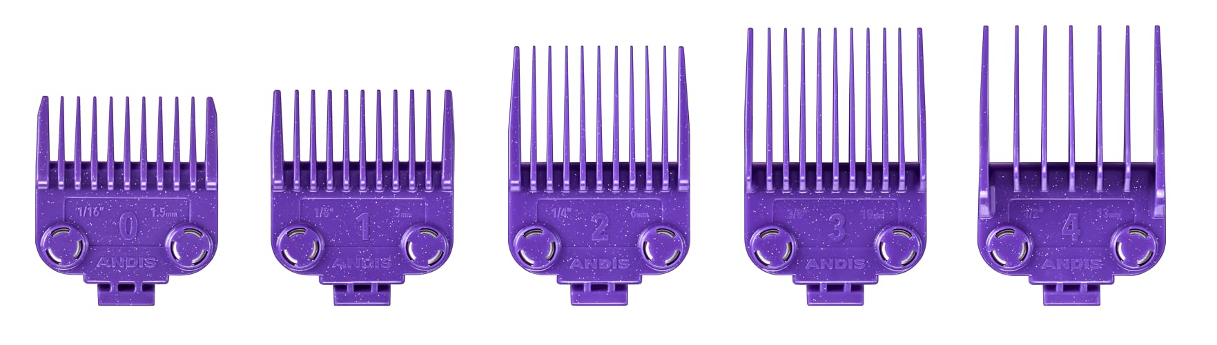 Andis 560997 Og Master Dual Magnet Attachment Clipper Guard Set, 5-Pack, Purple