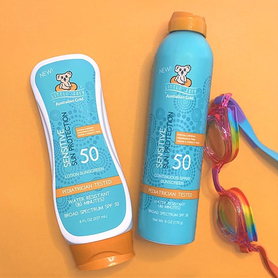 Australian Gold Little Joey Sunscreen Lotion Spf 50, 8 Ounce | Hypoallergenic & Fragrance Free | Broad Spectrum | Water Resistan