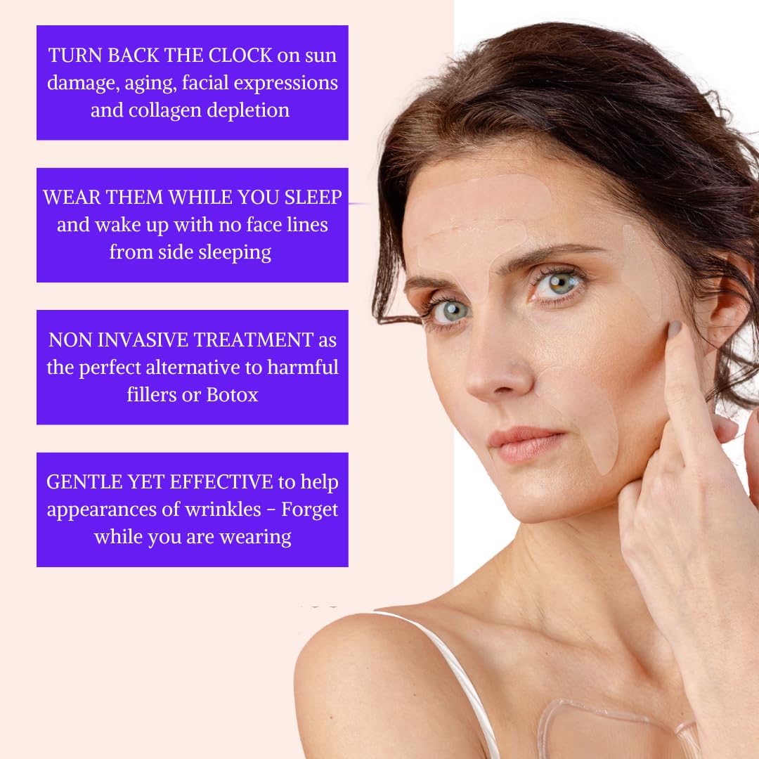 Blumbody Face & Forehead Wrinkle Patches - Anti Wrinkle Facial Patches To Smooth Eye, Mouth, Forehead Wrinkles - Non-Silicone Fa