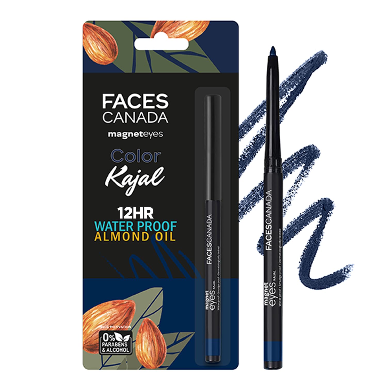 Facescanada Magneteyes Color Kajal - Blue Motivation 01, 0.30G Highly Pigmented Kohl, 12Hr Long Stay, Matte Finish, Single Strok