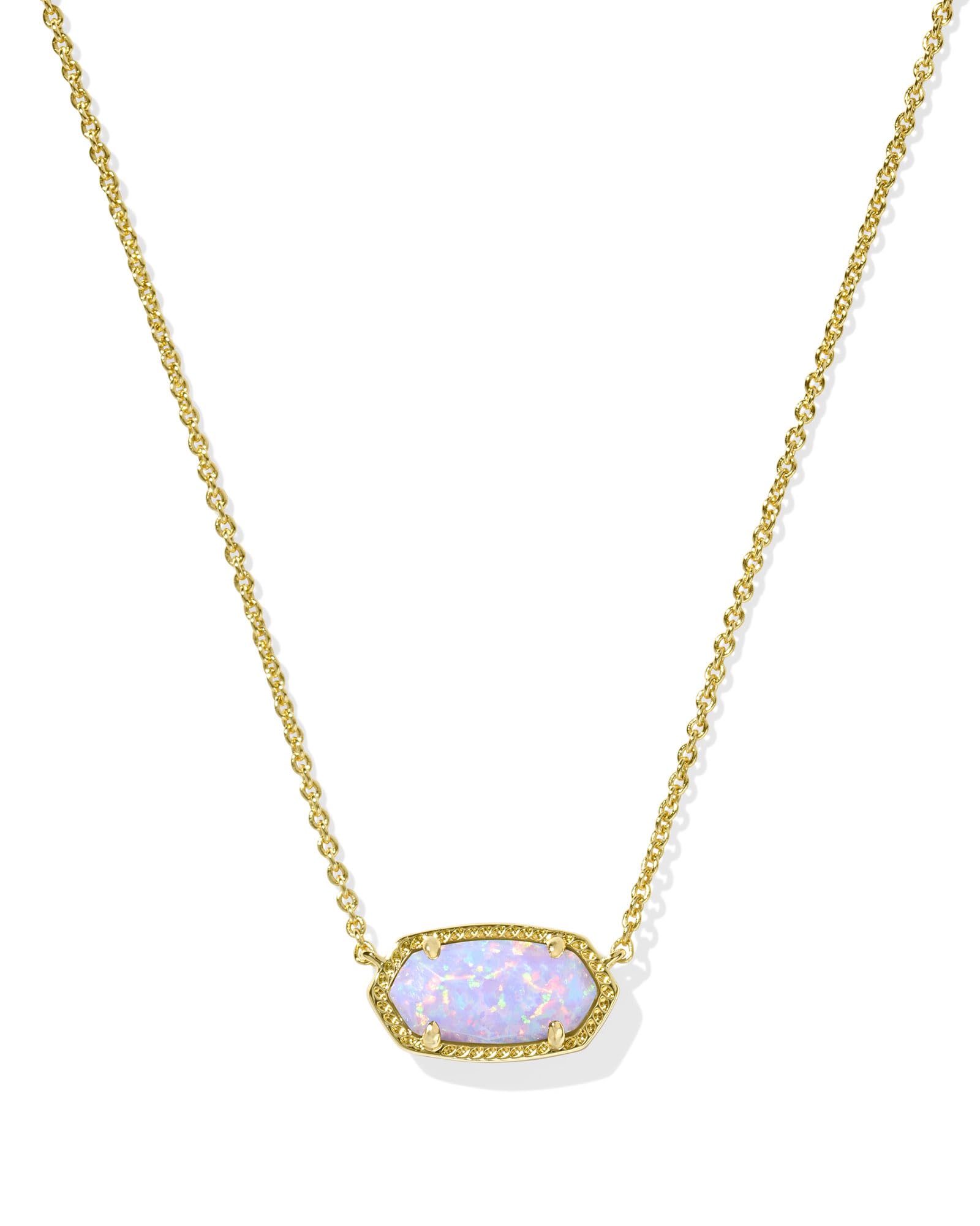 Kendra Scott Elisa Pendant Necklace for Women, Fashion Jewelry, Gold-Plated Brass, Lilac Kyocera Opal