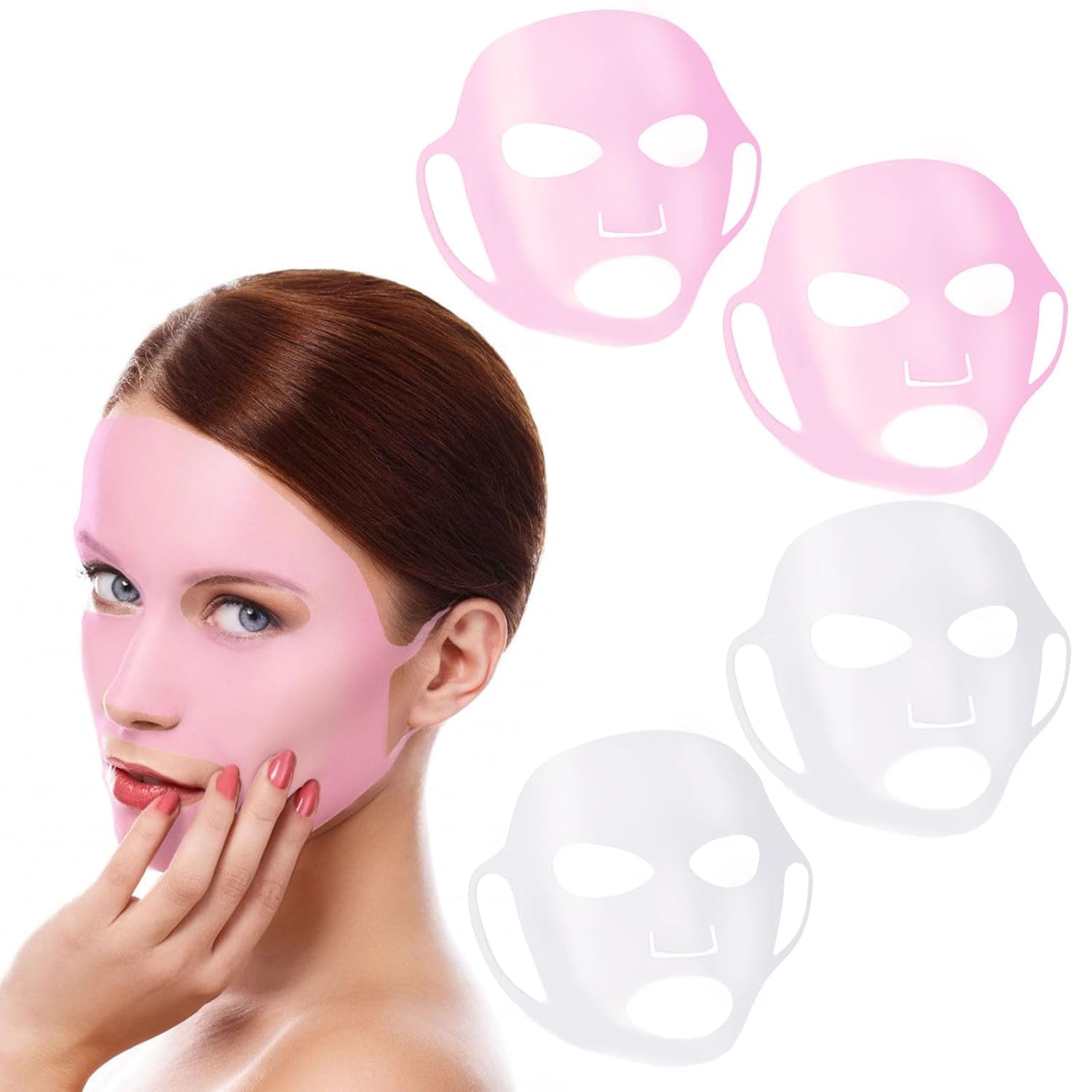 Ideal Swan 4 Pack Reusable Silicon Anti Mask - Wrinkle Silicone Face Mask Holder For Sheet Masks, Moisturizing Facial Mask Cover