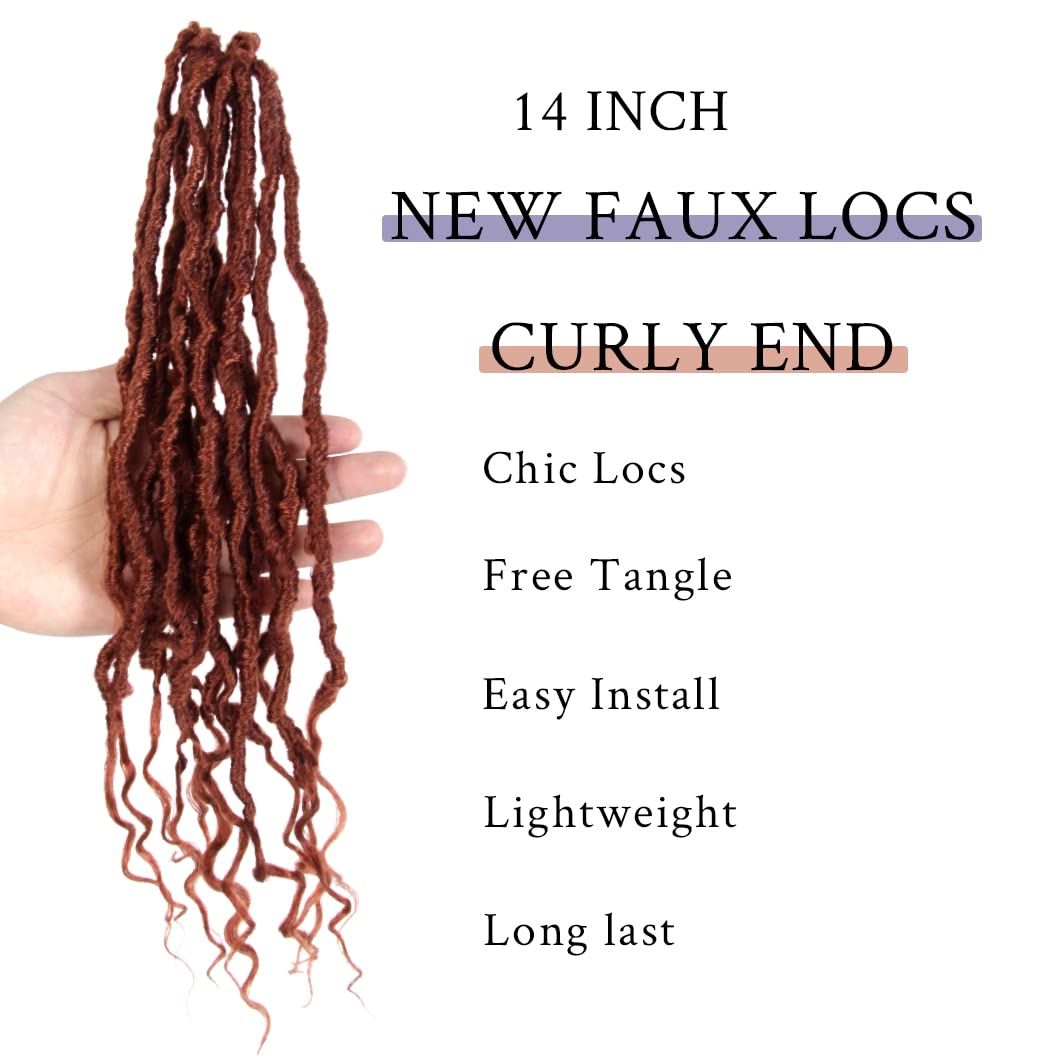 BOHOBABE 14 Inch New Faux Locs With Curly End 6 Packs Soft Locs Crochet Hair Short Natural Crochet Braids (6Packs,350#)