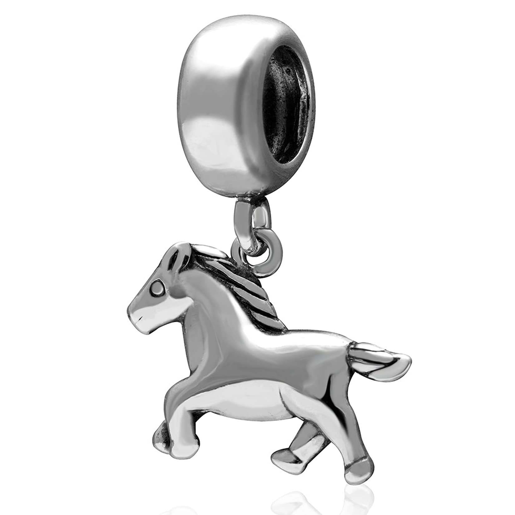 Running Horse Pendant Charms - fit Pandora Animal Necklace Bracelet, 925 Sterling Silver Chinese Zodiac Unicorn Dangle Beads, Gi