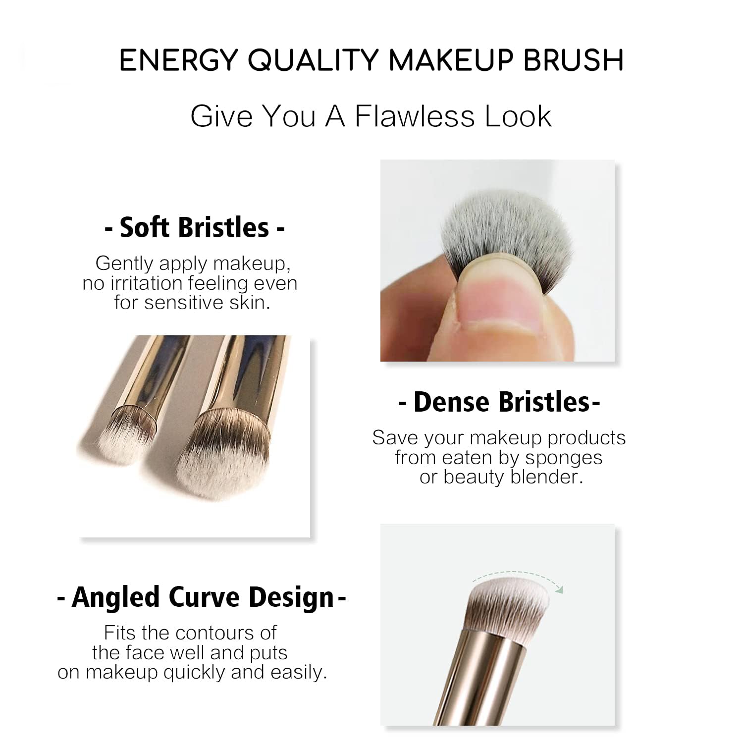 Energy Under Eye Concealer Brush Mini Flat Angled Kabuki For Concealing Blending Setting Buffing With Powder Liquid Cream Cosmet