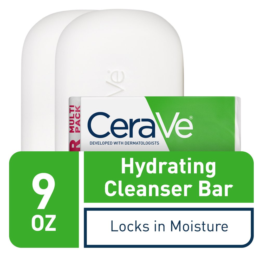 Cerave Hydrating Cleanser Bar | Soap-Free Body And Facial Cleanser With 5% Cerave Moisturizing Cream | Fragrance-Free |2-Pack, 4