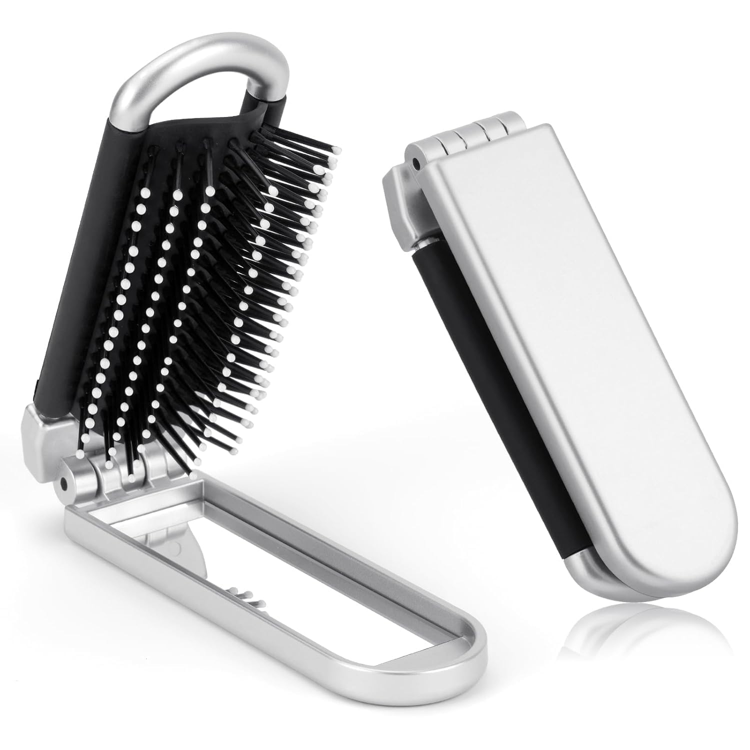 Orrda Foldable Hair Brush With Mirror | Mini Travel Comb For Women | Portable Pocket Folding Hairbrush Hair Styling Tools | Comp
