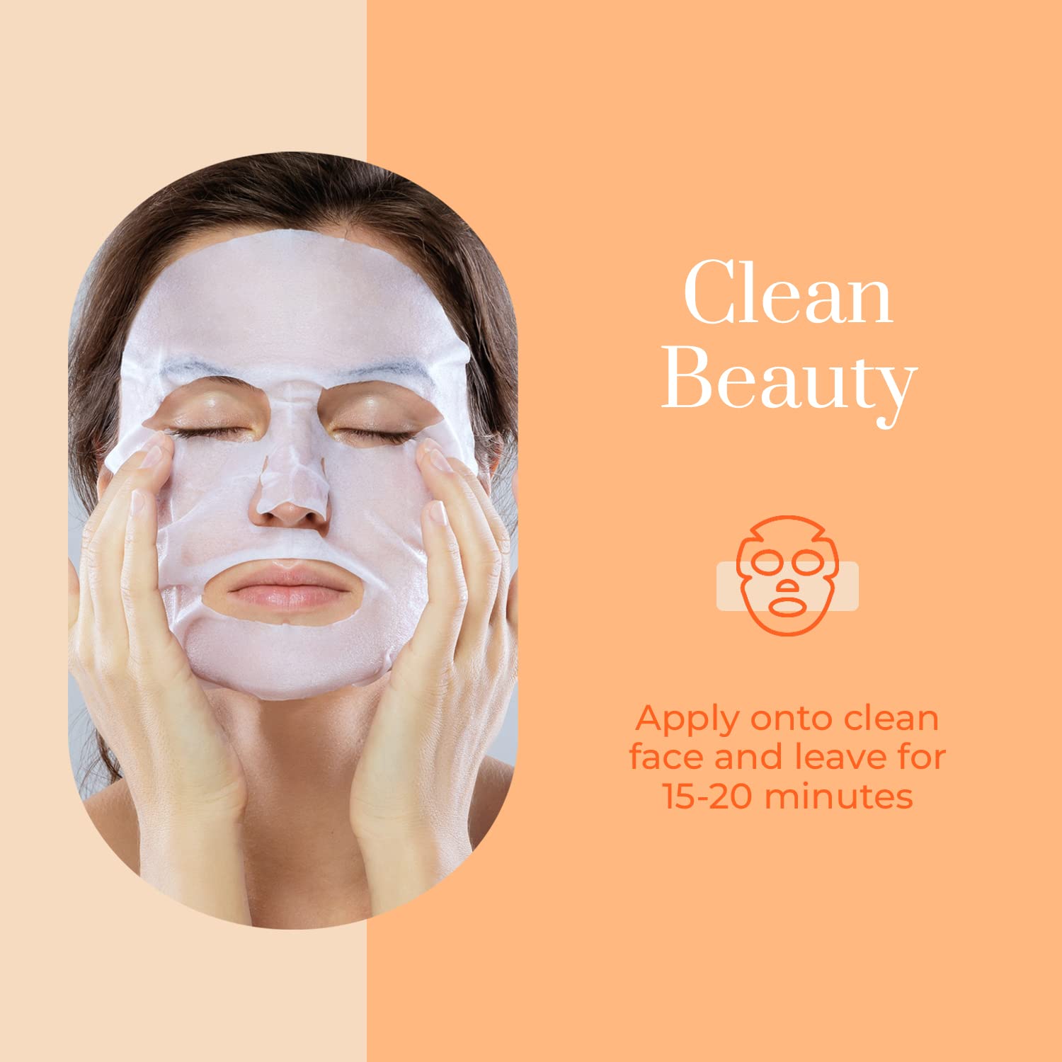 Clear Beauty Vitamin C And Collagen Sheet Face Mask - Diminishes Fine Lines & Wrinkles, Lifts & Hydrates Skin, Brightening Sheet