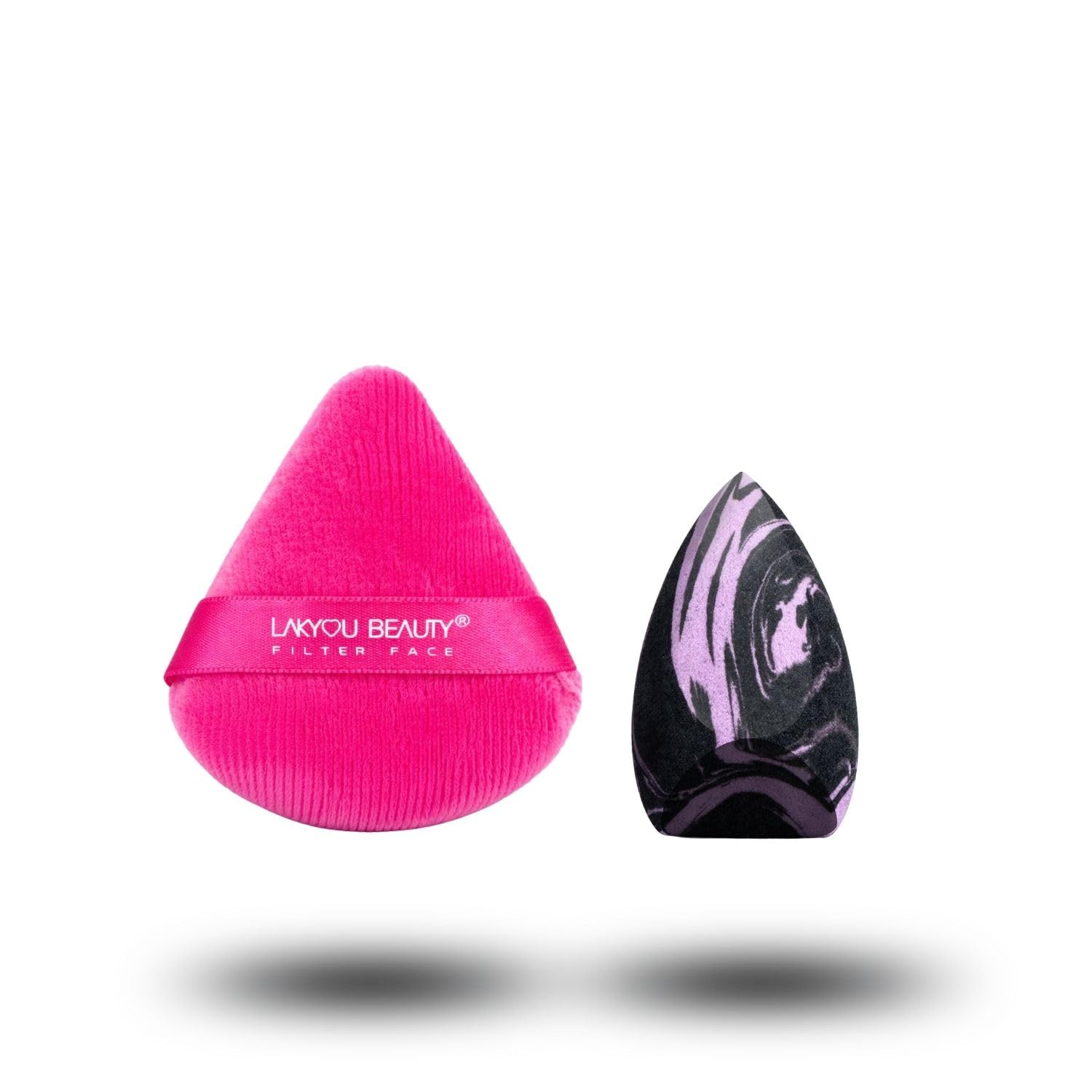 Lakyou Beauty Teardrop Powder Puff & Marble Air Blend Sponge Combo  Makeup Puff (Hot Pink) With Marble Blender (Berry)