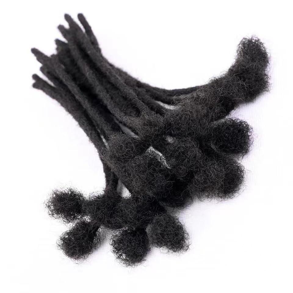 0.2Cm 10Inch 30 Strands 100% Real Human Hair Dreadlock Extensions For Men/Women Full Head Handmade Permanent Loc Extensions Bund