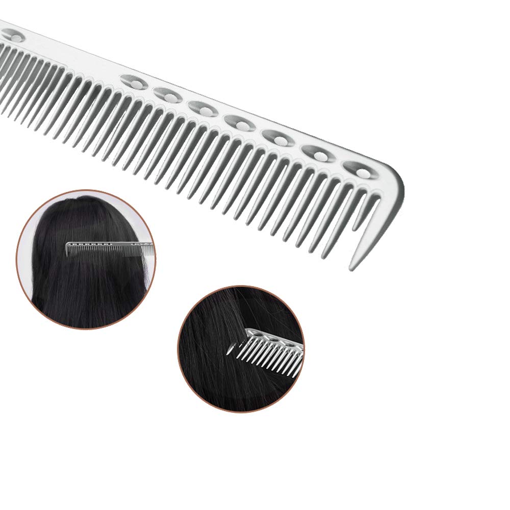 wweenuo Stainless Steel Hair Combs Set - 2 pcs Anti-Static Hairdressing Combs, Silver, Model QE-113