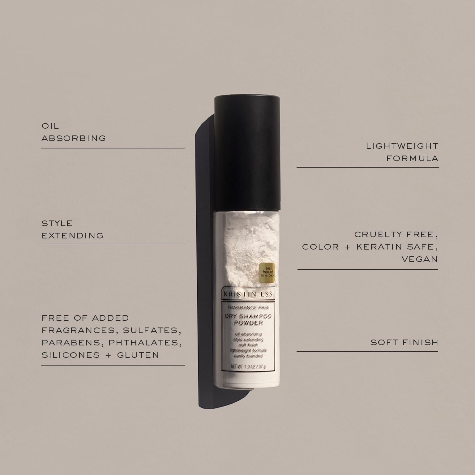 Kristin Ess Hair Dry Shampoo Non-Aerosol Powder for Oily Hair - Mattifying, Style Extending, Fragrance Free, Dry Shampoo for Men