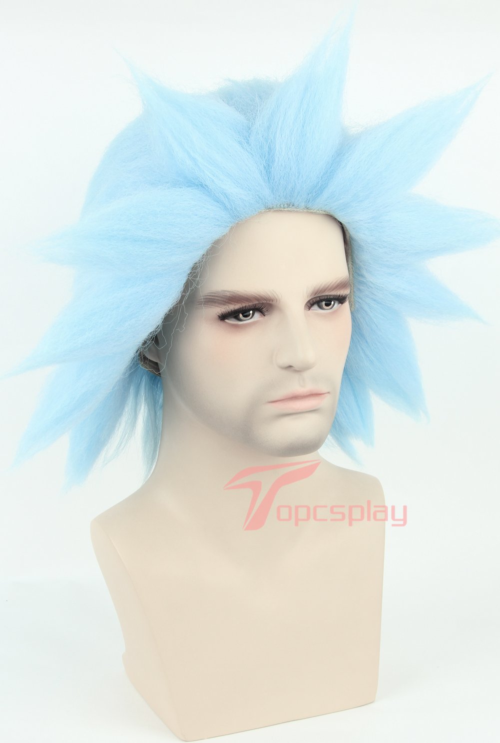 Topcosplay Unisex Halloween Costume Wigs Blue Short Cosplay Wig Party Wigs for Adults or Kids