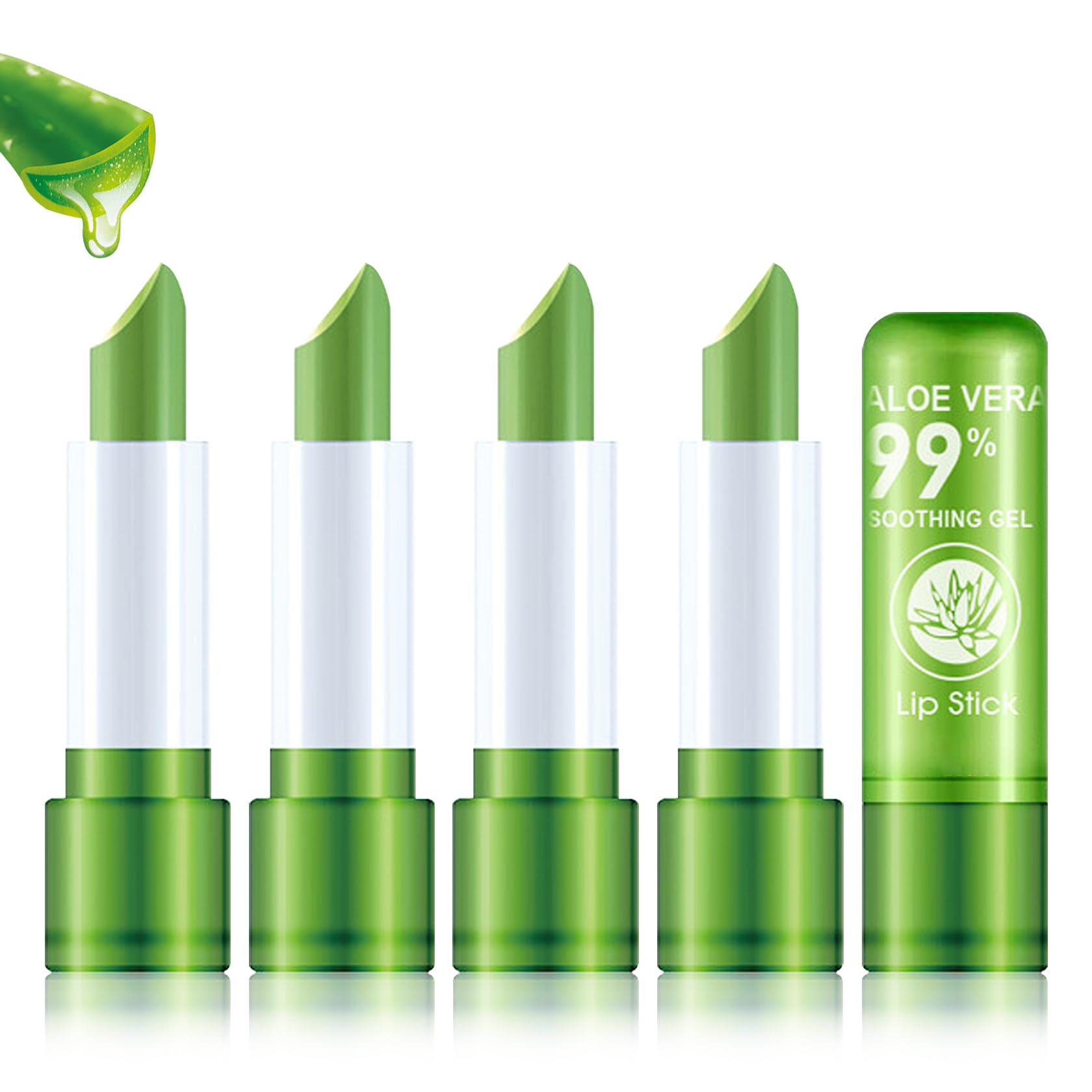 4 Pack Aloe Vera Color Changing Lipstick Set,Magic Temperature Color Change Lip Gloss Makeup Set,Waterproof Tinted Lip Balm Mois