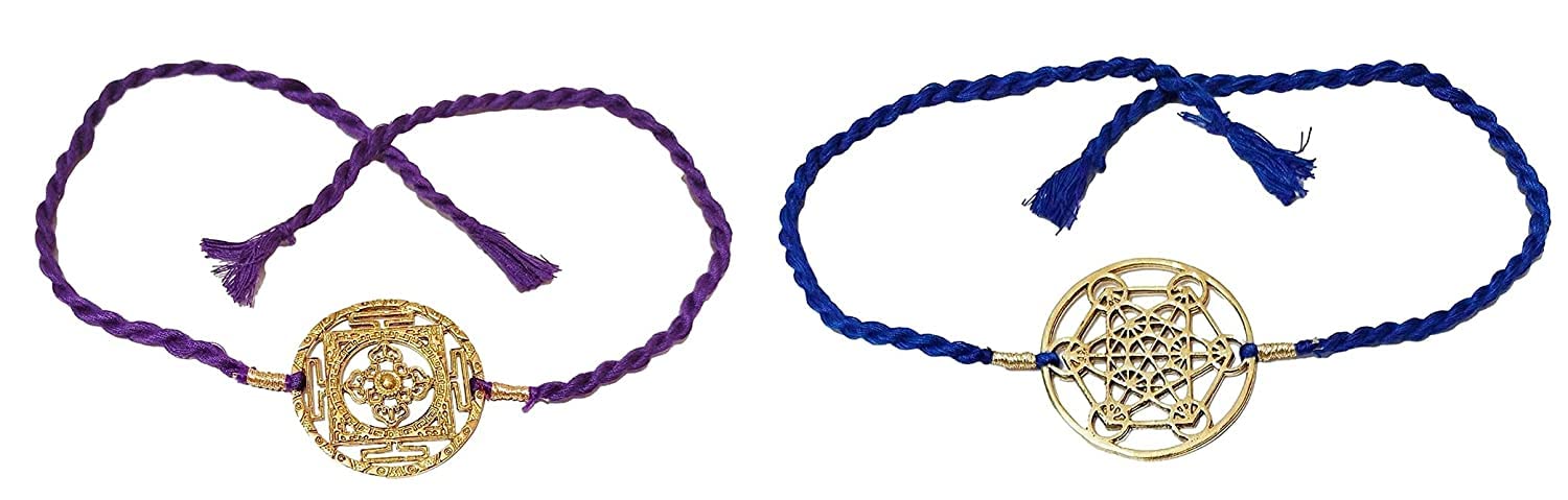 Athz Rakhi Combo Set Of 2 For Brothers Rakhis Brass Dial Rakhi With Purple,Blue Thread Colour || Brass Dial Can Be Cleaned || Sh