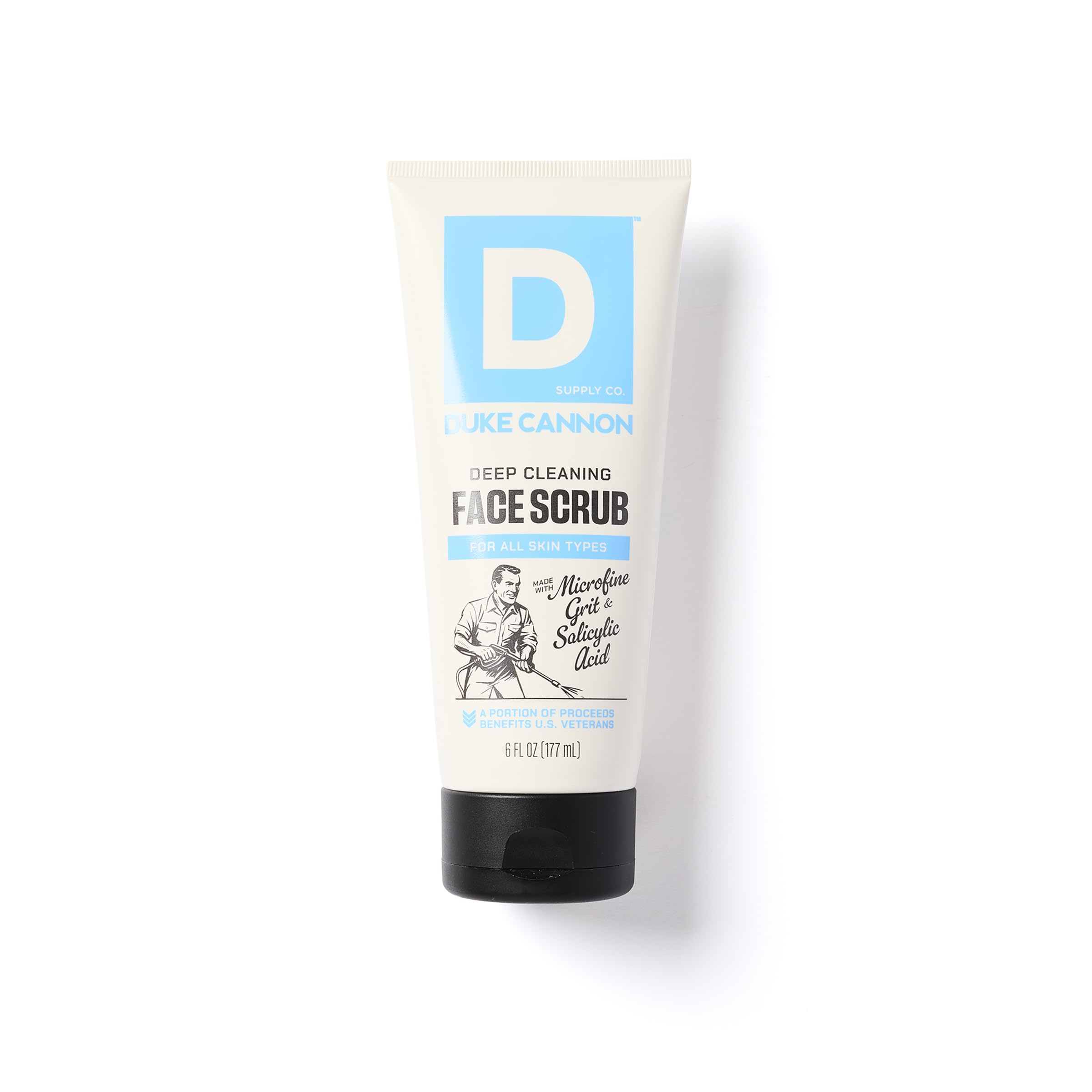 Duke Cannon Deep Cleaning Face Scrub for Men, Exfoliating Face Wash with Salicylic Acid & Aloe, Unclogs Pores, Oil Control, 6 oz