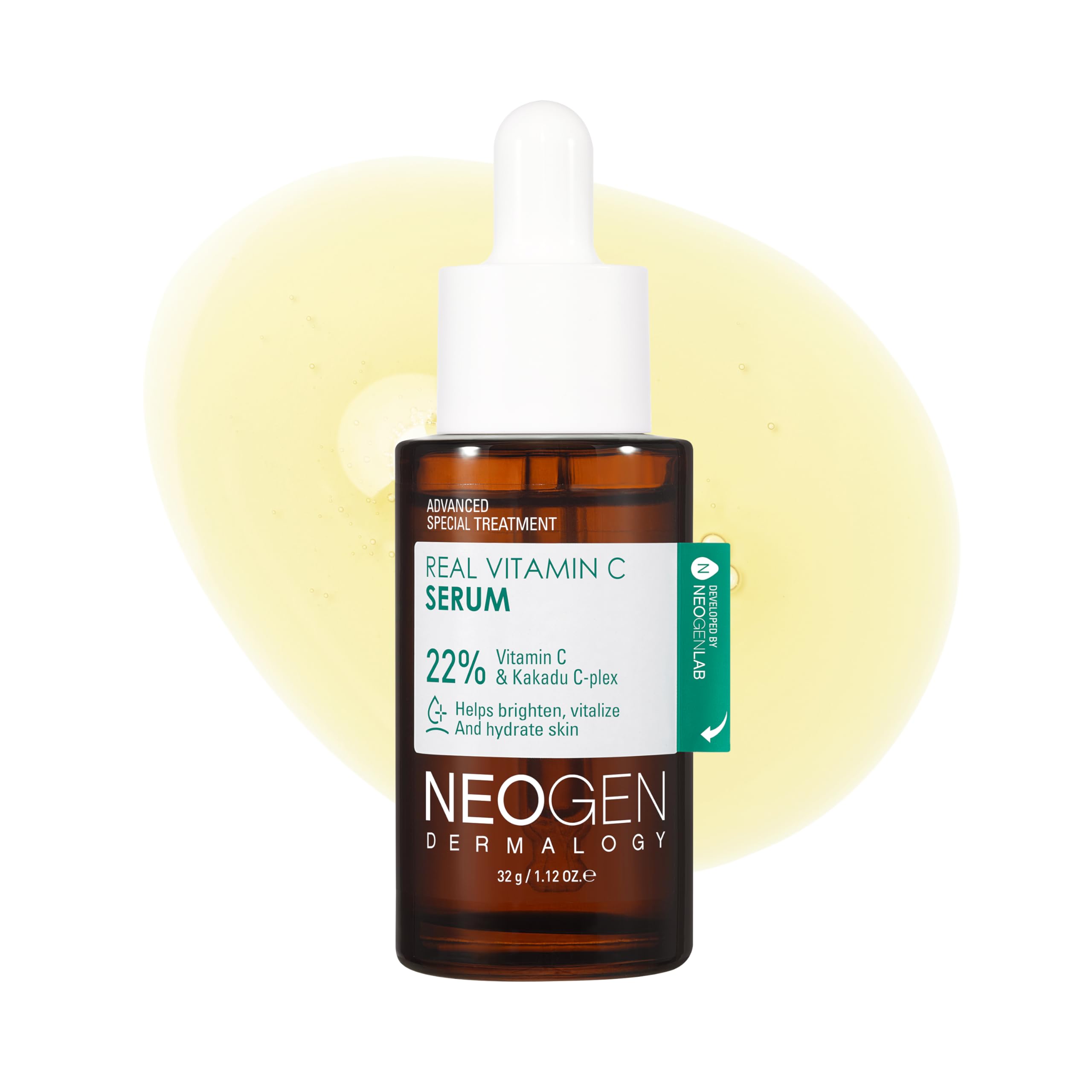 DERMALOGY by NEOGEN Real Vitamin C Serum 1.12 oz (32g) - Brightening, Revitalizing Serum with 22% Pure Ascorbic Acid, Ferulic Ac