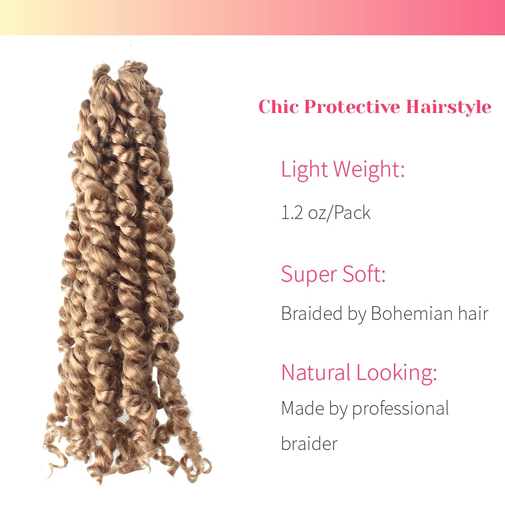 The Bohobabe Crochet Passion Twist Hair Pretwisted 10 Inch Short Pre-Looped Passion Twist Crochet Braiding Hair 8 Packs (27#)
