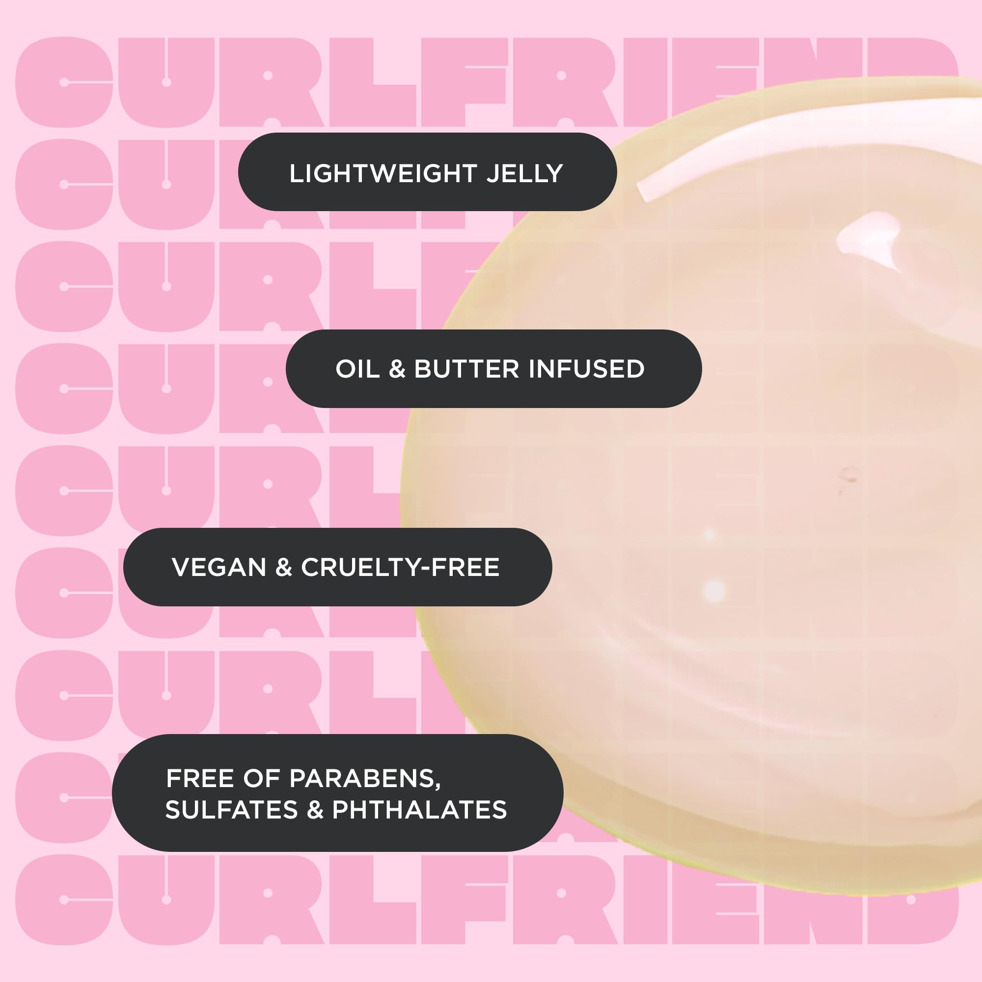 Cake Beauty Curl Jelly, The Curl Crush - Moisturizes & Nourishes Curls - Lightweight For Soft Hold & Shiny Finish - Humidity Blo