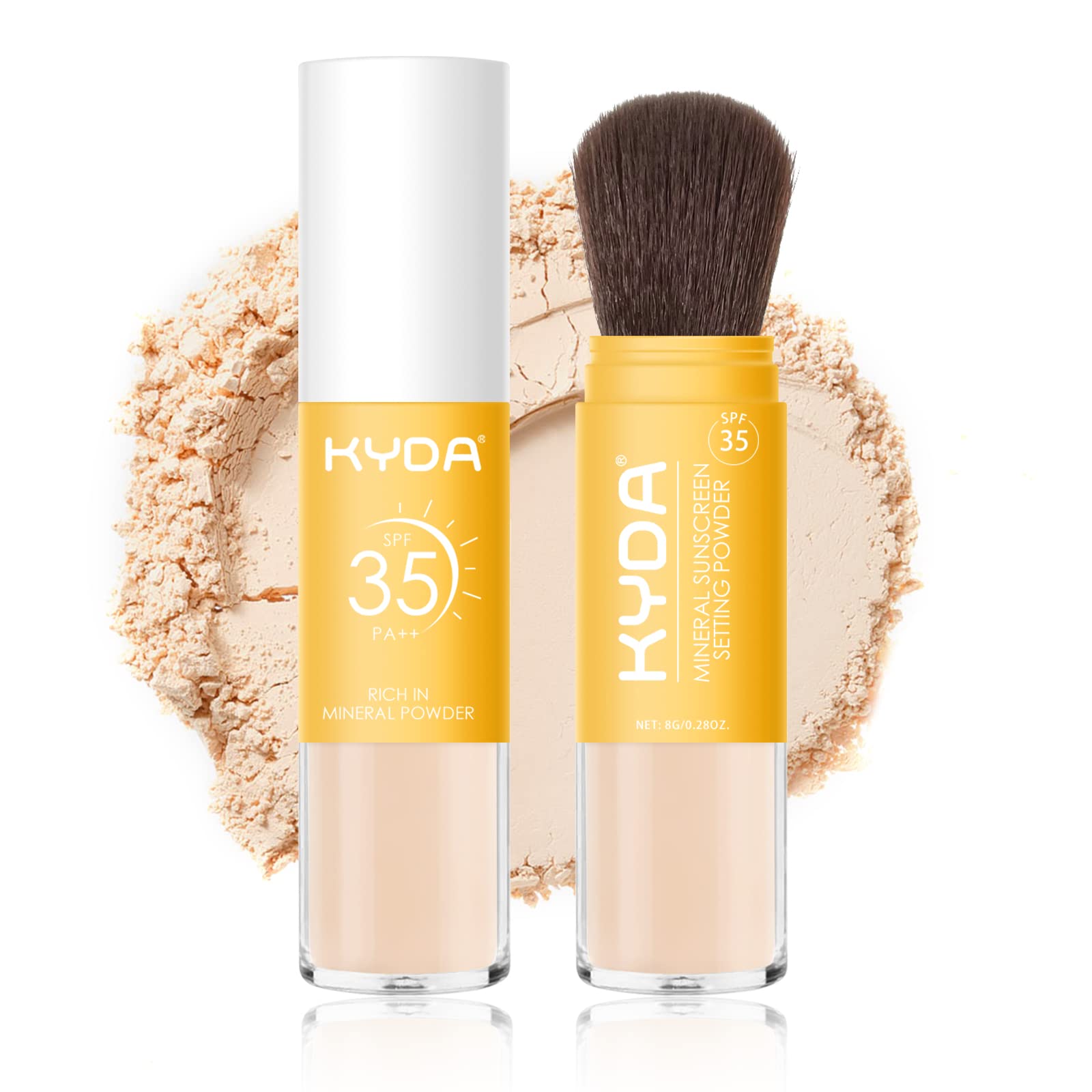 Kyda Mineral Sunscreen Setting Powder, Spf 35, Medium, Mineral Brush Powder, Oil Control Natural Matte Finish, Lasting Lightweig