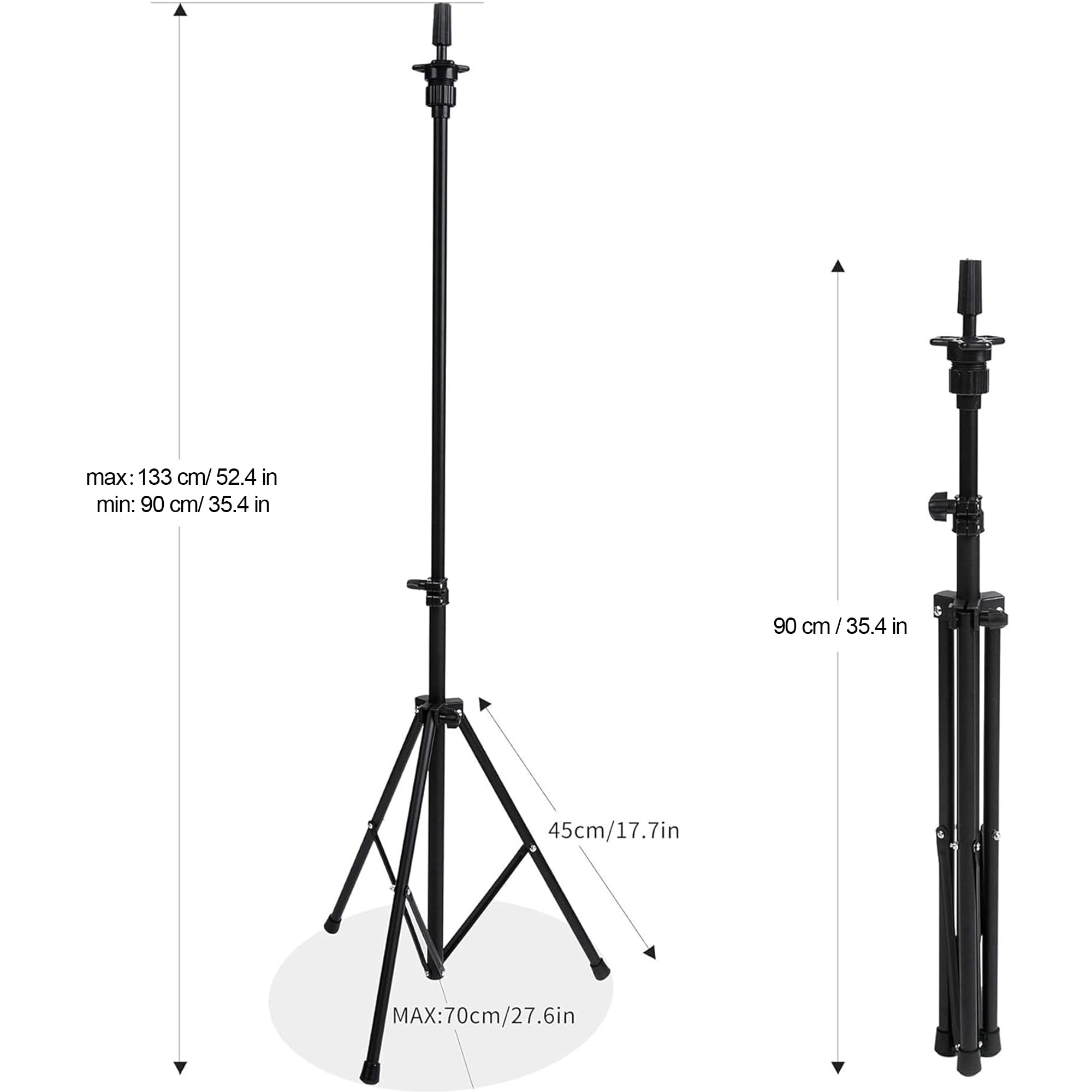 HYOUJIN Wig Head Stand,Wig Stand Tripod Mannequin Head Stand Metal Adjustable Holder for Mannequin Head,Manikin Head,Training He