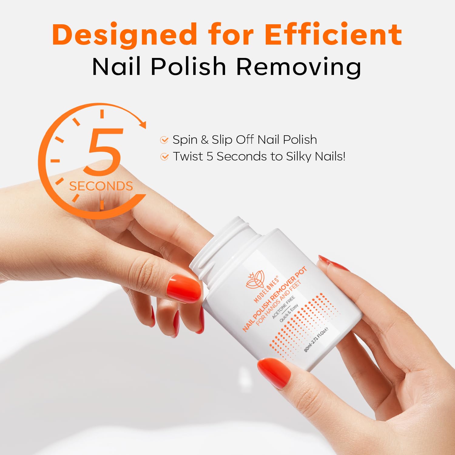 Modelones Acetone-Free Non-Drying Nail Polish Remover Pot with Jojoba Oil and Extra Sponge-Top Lid, Fingernail Polish Removal Ge