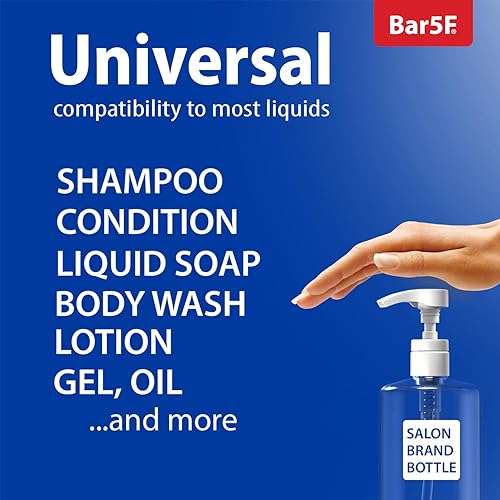 Bar5F Universal Pumps For Shampoo, Conditioner, Gel, Body Wash, Etc, For 1 Liter/33.8 Ounce/1000Ml Bottles, Set Of 2, Black & Wh