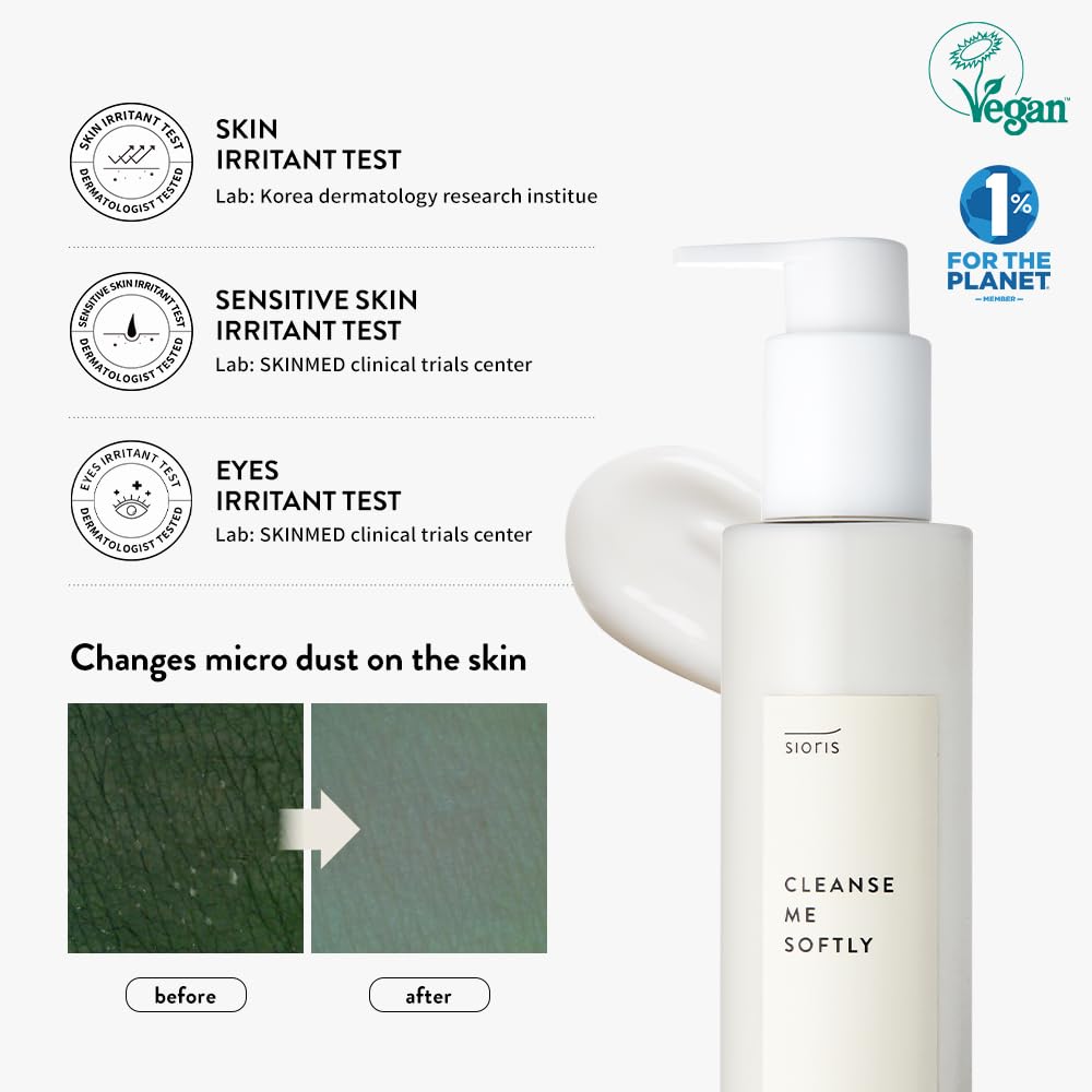 Sioris Cleanse Me Softly Milk Cleanser, Citrus Scent, Vegan, Daily Gentle Skin Cleanser, Natural Citrus 62.6% Water, Macadamia S