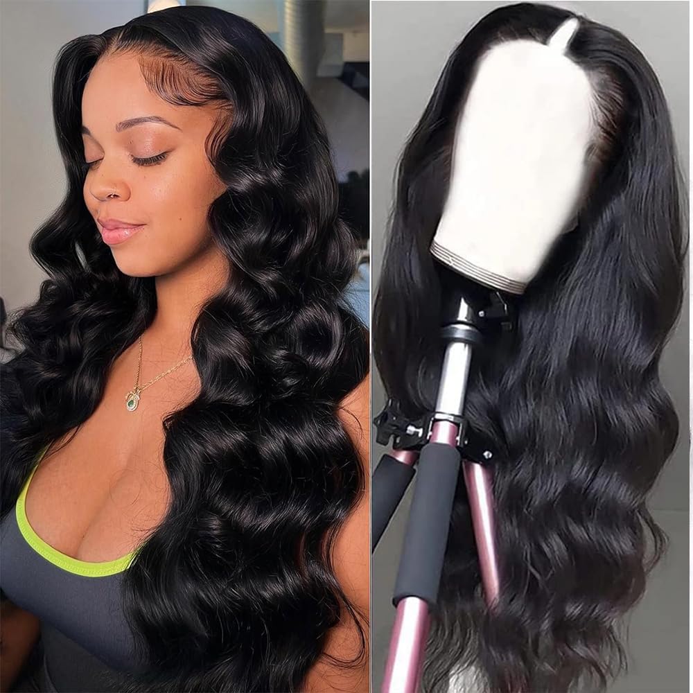 Xagujpo 28 Inch V Part Wig Human Hair Body Wave Wigs Upgrade U Part Wigs Brazilian Virgin Human Hair Wigs For Black Women Gluele