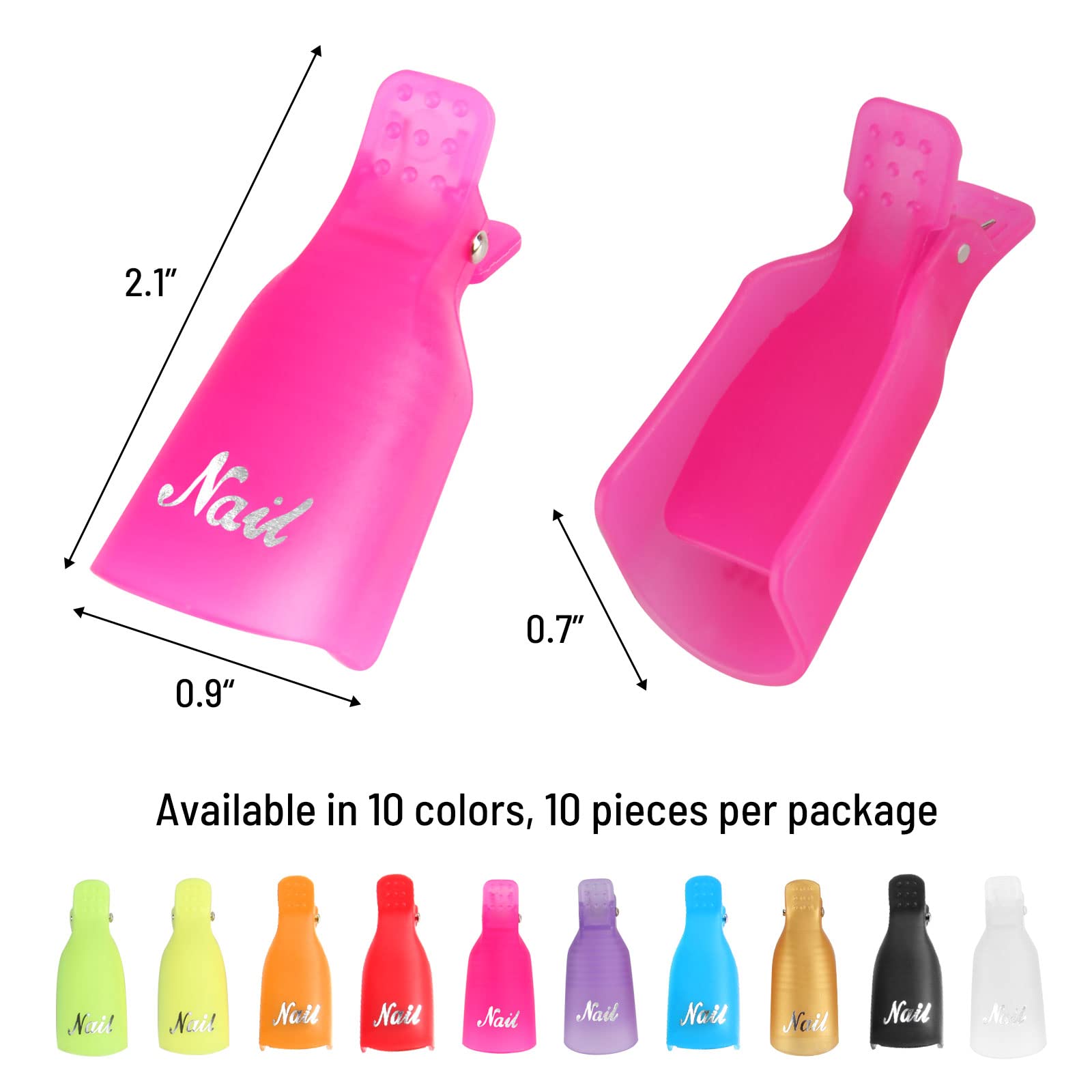 (black) 10Pcs Plastic Acrylic Nail Art Soak Off Cap Clip UV Gel Polish Remover Wrap Tool Gel Nail Polish Remover Clips for Finge