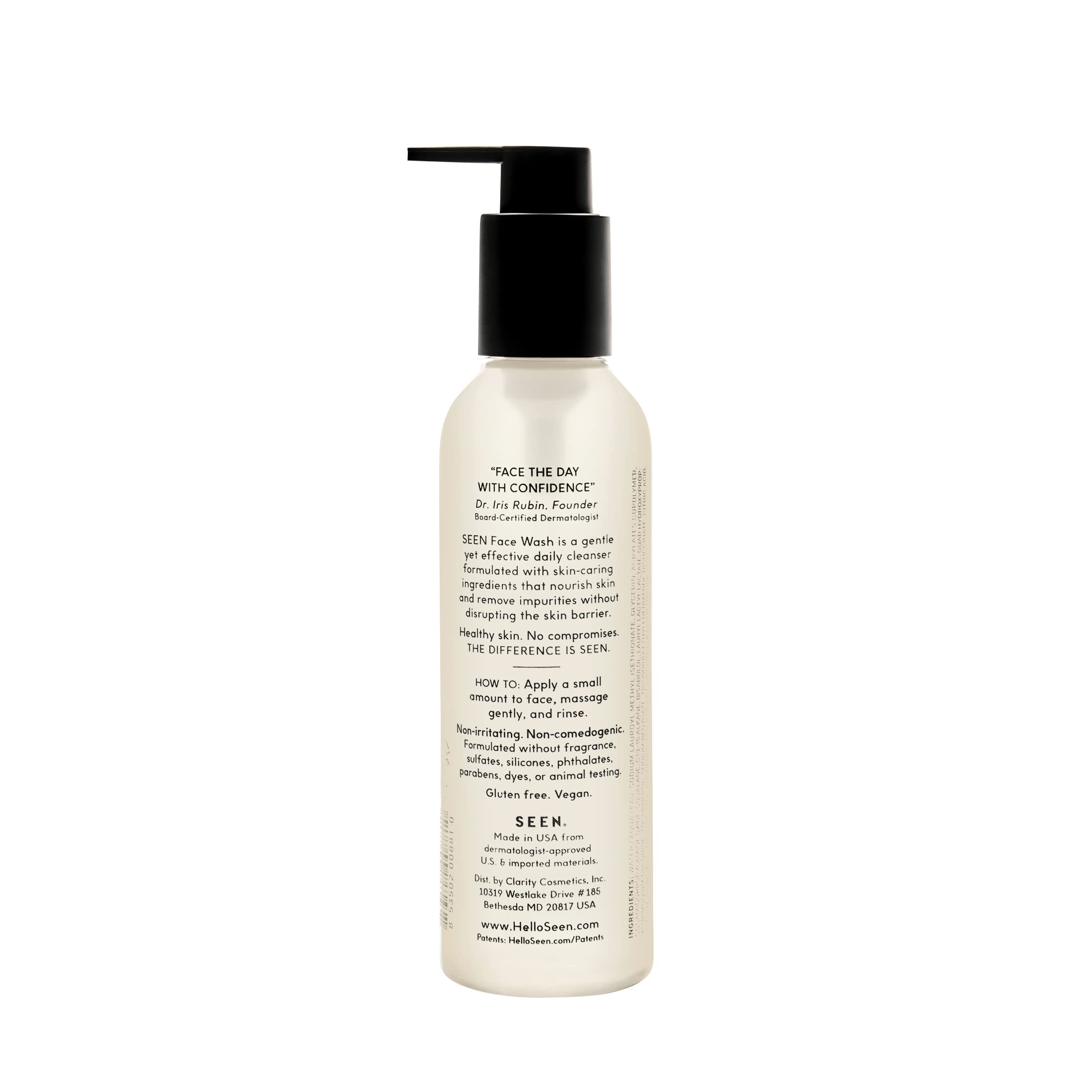 SEEN Face Wash, Fragrance Free -Non-Comedogenic & Non-Irritating Face Wash- Dermatologist-Developed - Safe for Sensitive, Eczema