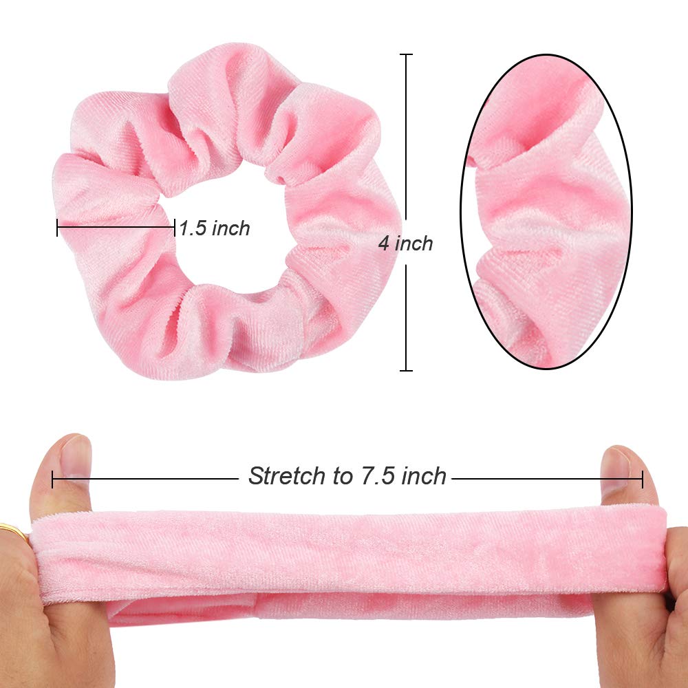 WHAVEL Pink Velvet Hair Scrunchies for Women Girls, 16 Pack Hair Scrunchies Velvet Elastics Scrunchy Bobbles Soft Hair Bands Hai
