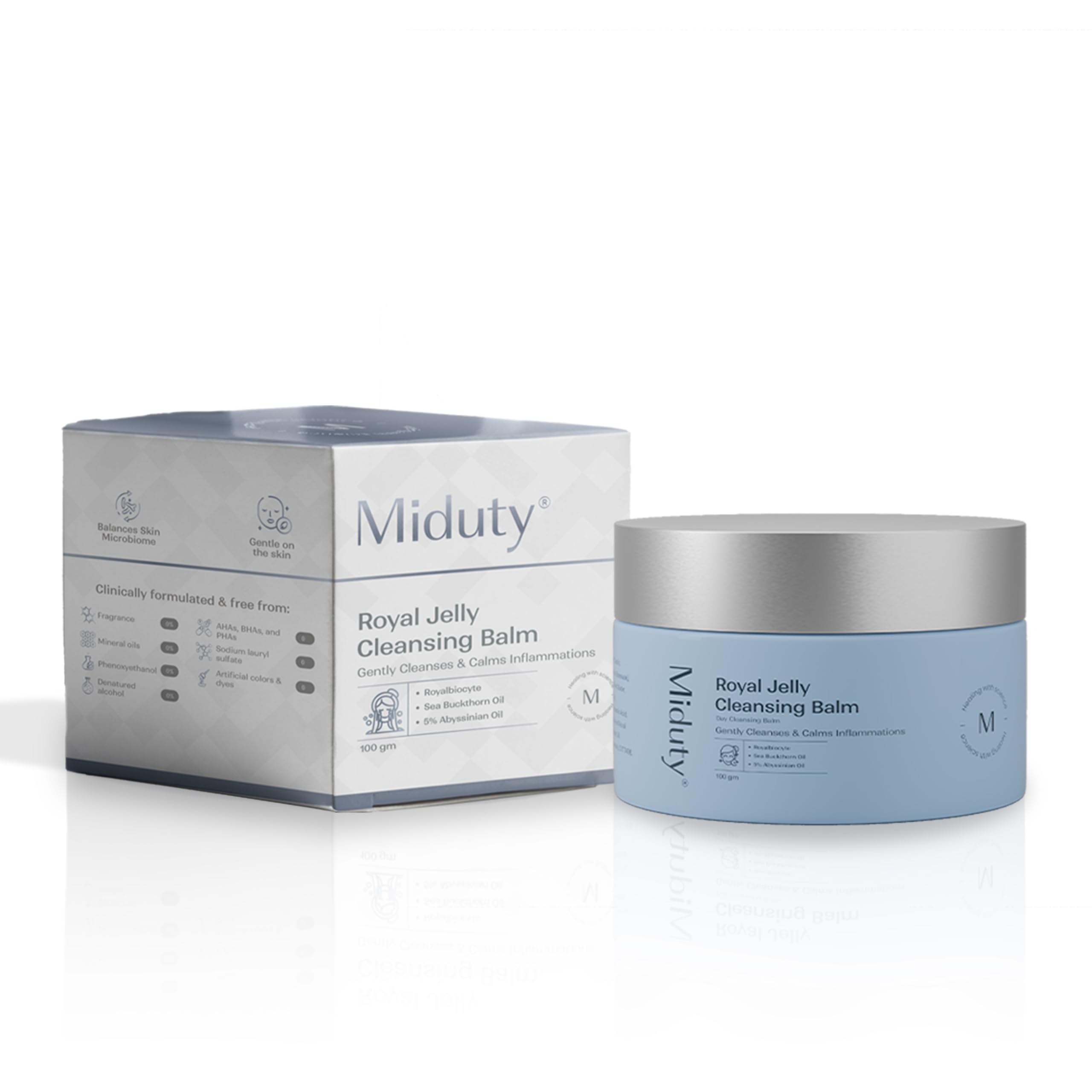 Miduty Royal Jelly Cleansing Balm | Gentle, Hydrating Balm Cleanser for Makeup, Skincare, & Sunscreen Removal | Morning & Evenin