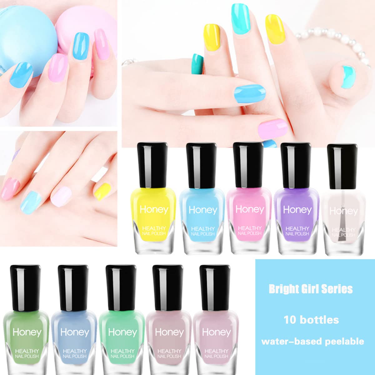 Tophany Non Toxic Nail Polish Set, Easy Peel Off And Fast Dry Nail Polish Set For Pack, Eco Friendly And Organic Water Based Nai