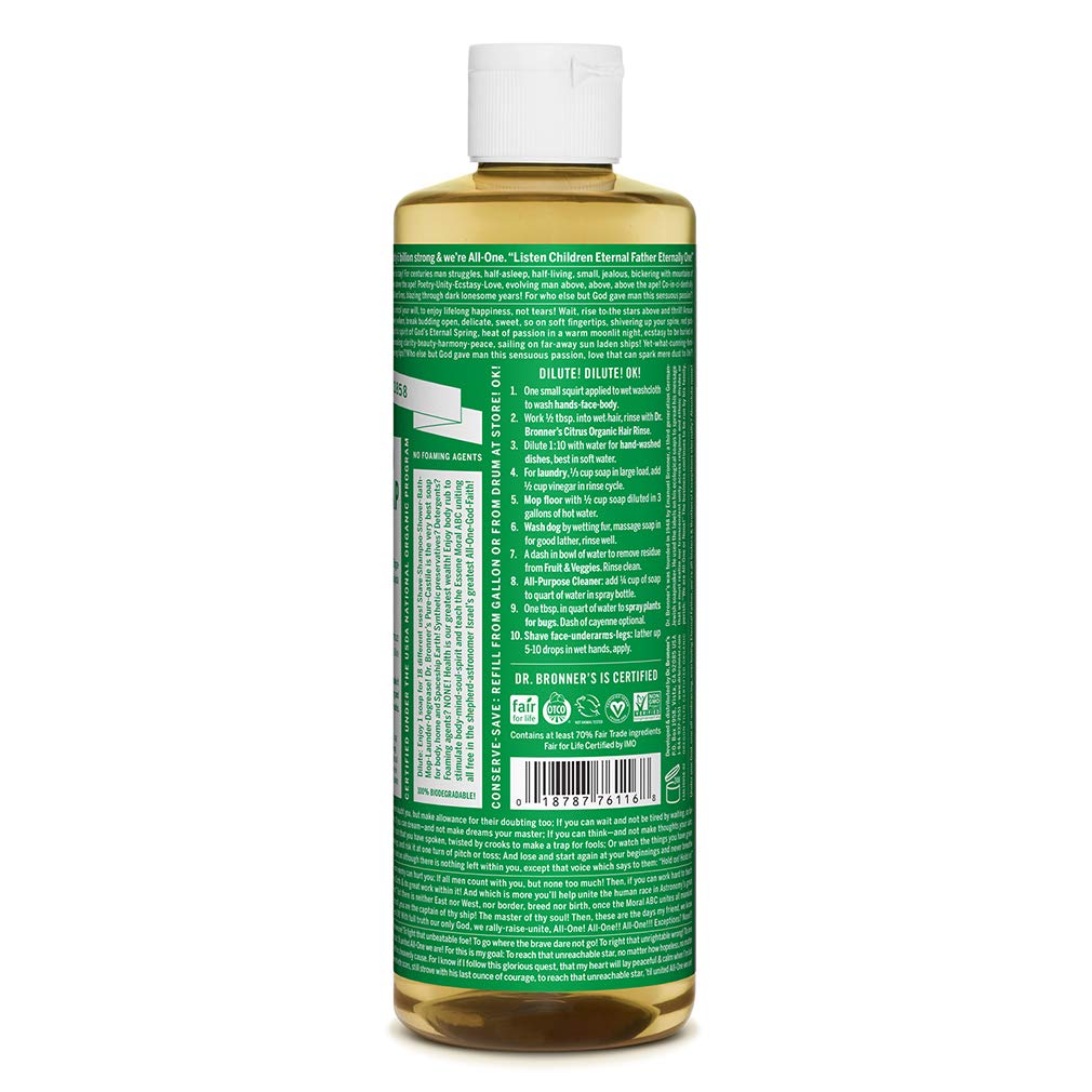 Dr. Bronner'S - Pure-Castile Liquid Soap (Almond, 16 Ounce) - Made With Organic Oils, 18-In-1 Uses: Face, Body, Hair, Laundry, P