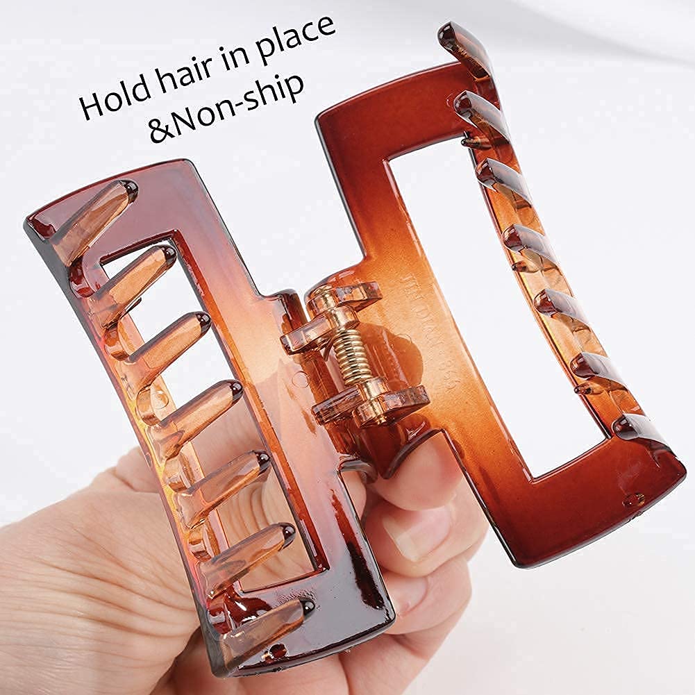 Canitor Hair Claw Clips For Thin Hair 3.1 Inches Acrylic Rectangular Hair Clips Tortoise Barrettes French Design Banana Jaw Clip